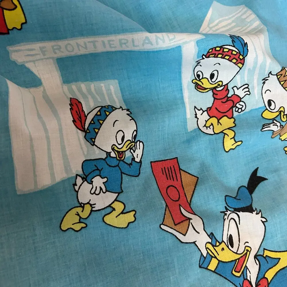 Vtg 70s Disney Disneyland Mickey Mouse Frontierland Twin Fitted Sheet Bedding